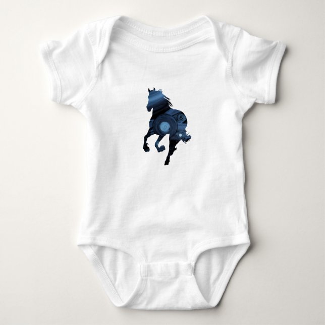 Blue Horse Baby Bodysuit (Front)