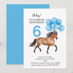 Blue Horse Birthday //Oh Hay It's Your Birth-neigh Invitation