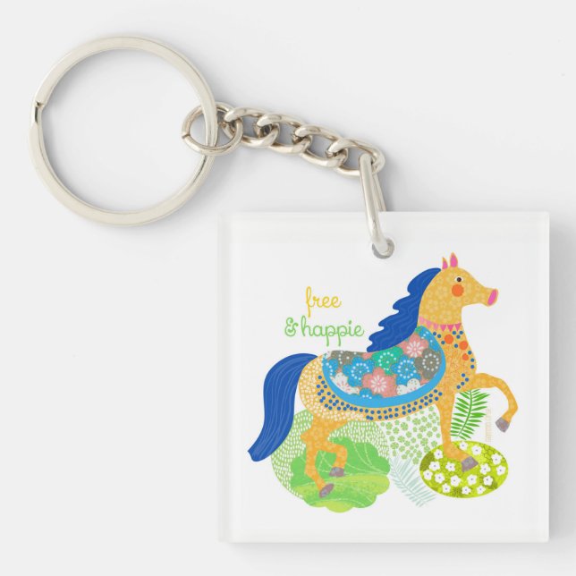 Blue horse Collection keychain. Key Ring (Front)