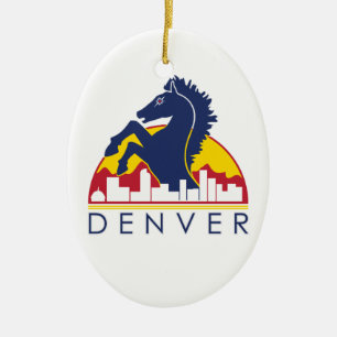 Blue Horse Denver Ceramic Tree Decoration