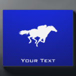 Blue Horse Racing Plaque<br><div class="desc">You will love this cool blue horse racing equestrian race horses jockey design. Great for gifts! Available on tee shirts, smart phone cases, mousepads, keychains, posters, cards, electronic covers, computer laptop / notebook sleeves, caps, mugs, and more! Visit our site for a custom gift case for Samsung Galaxy S3, iphone...</div>