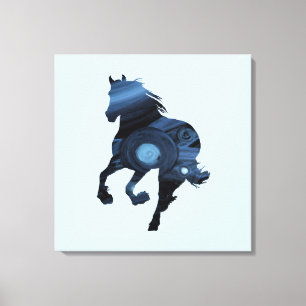 Blue Horse Sparkle Canvas Print