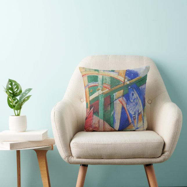 Blue Horse with Rainbow by Franz Marc Cushion (Chair)