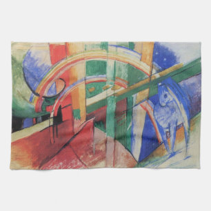 Blue Horse with Rainbow by Franz Marc Tea Towel
