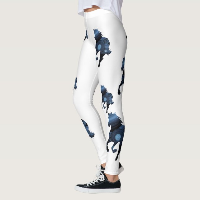 Blue Horses Art Custom Leggings (Left)