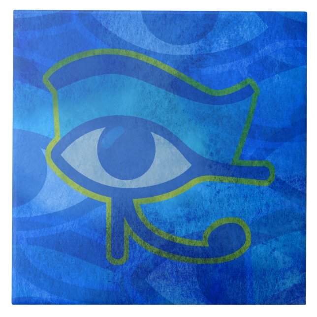 Blue Horus Eye Ceramic Tile (Front)
