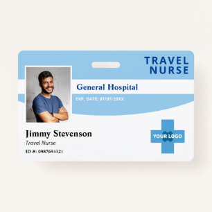 Blue Hospital Employee Photo ID With Logo ID Badge