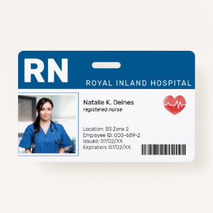 Blue Hospital Medical Employee Photo ID Badge