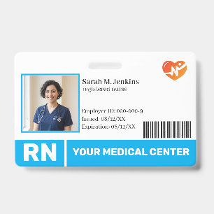 Blue Hospital Medical Employee Photo ID Badge