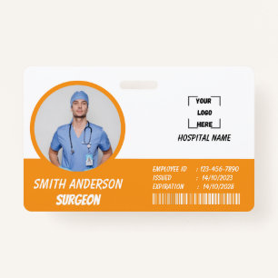 Blue Hospital Medical Employee Photo ID Badge