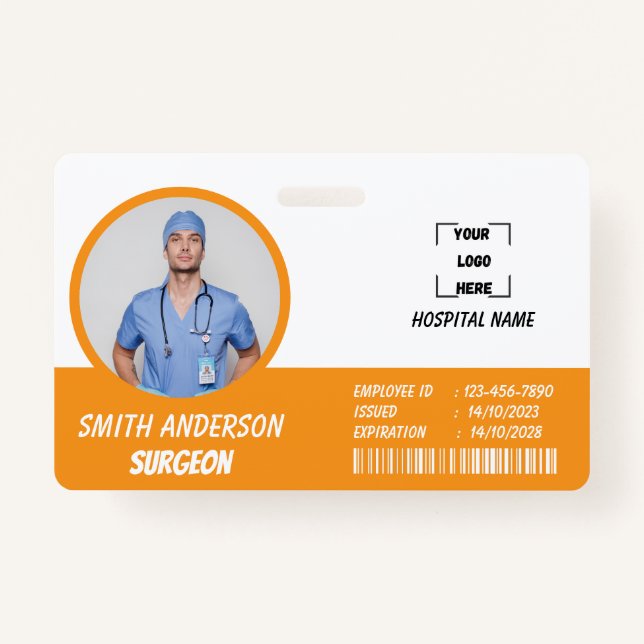 Blue | Hospital Medical Employee Photo ID Badge (Front)