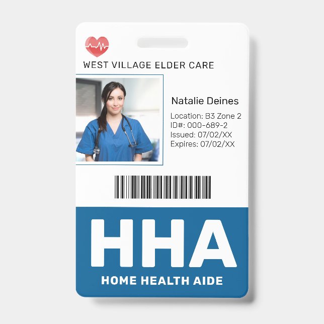Blue | Hospital Medical Employee Photo ID Badge (Front)