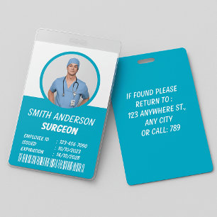 Blue Hospital Medical Employee Photo ID Badge