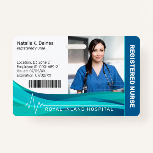 Blue Hospital Medical Employee Photo ID Badge