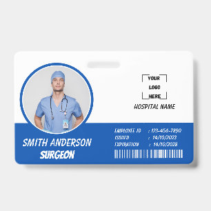 Blue   Hospital Medical Employee Photo ID Badge