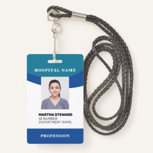 Blue Hospital Nurse Medical Employee Photo Company ID Badge
