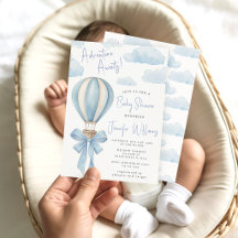 Blue Hot Air Balloon Adventure Awaits Baby Shower