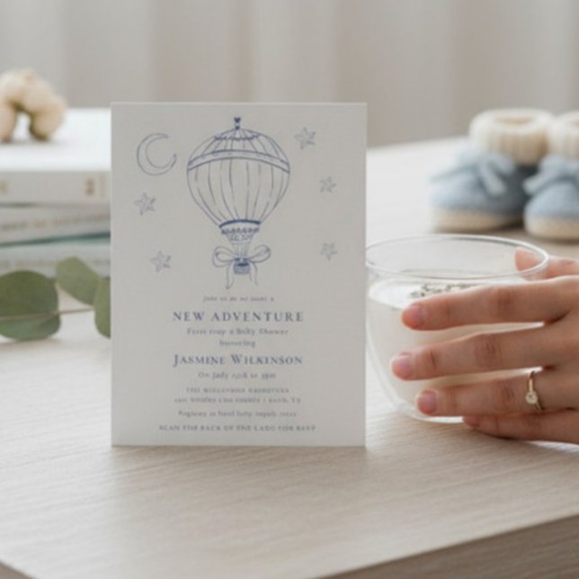 Blue Hot Air Balloon Adventure Baby Shower  Invitation (Creator Uploaded)
