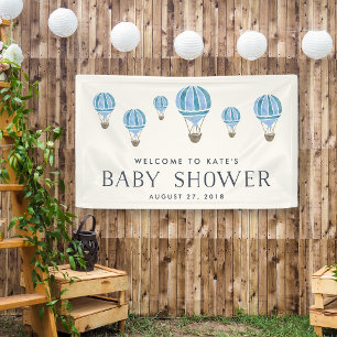 Blue Hot Air Balloon Baby Shower Banner