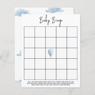 Blue hot air balloon - Baby shower bingo game