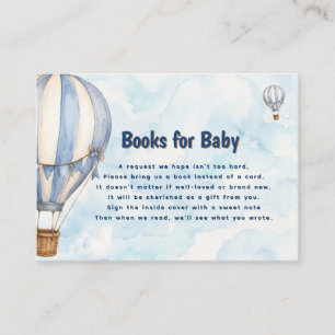 Blue Hot Air Balloon Baby Shower Books for Baby Enclosure Card