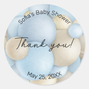 Blue Hot Air Balloon Baby Shower Classic Round Sticker