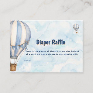Blue Hot Air Balloon Baby Shower Diaper Raffle Enclosure Card