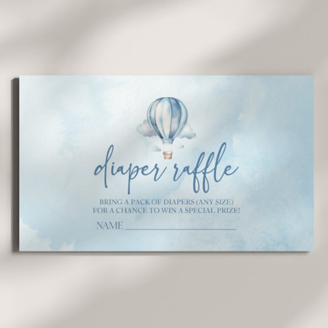 Blue Hot Air Balloon Baby Shower Diaper Raffle Enclosure Card (Creator Uploaded)