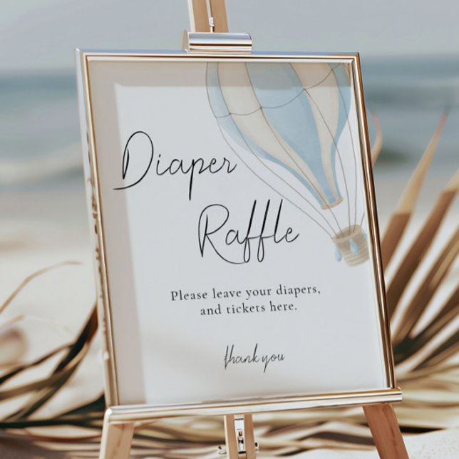 Blue Hot Air Balloon Baby Shower Diaper Raffle Poster (Creator Uploaded)