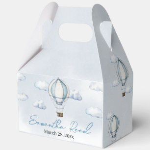 Blue Hot Air Balloon Baby Shower Favour Box
