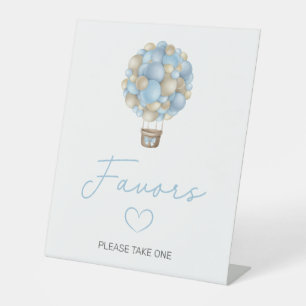 Blue Hot Air Balloon Baby Shower Favours Pedestal Sign