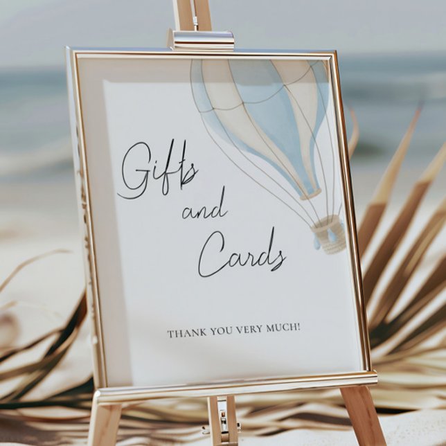 Blue Hot Air Balloon Baby Shower Gifts and Cards Poster (Creator Uploaded)