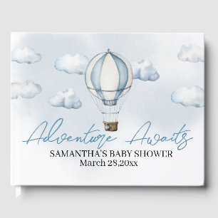 Blue Hot Air Balloon Baby Shower Guest Book