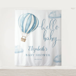 Blue Hot Air Balloon Baby Shower Photo Backdrop Tapestry