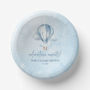 Blue Hot Air Balloon Baby Shower Welcome Sign Paper Plate