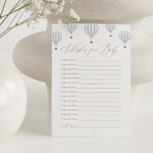 Blue Hot Air Balloon Baby Shower Wishes for Baby Invitation