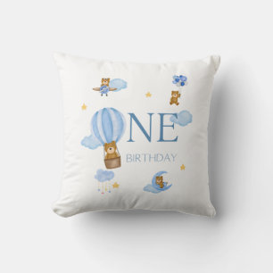 Blue Hot Air Balloon Bear 1st Birthday Baby T-Shir Cushion