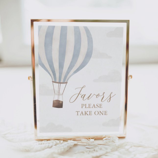 Blue Hot Air Balloon Birthday Favours Sign (Creator Uploaded)
