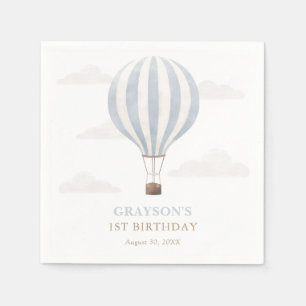 Blue Hot Air Balloon Birthday Napkin