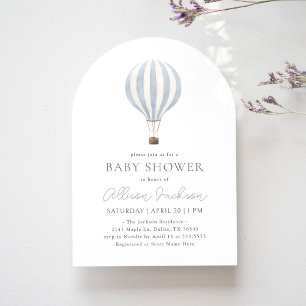 Blue Hot Air Balloon Boy Arch Baby Shower Invitation