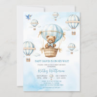 Blue Hot Air Balloon Boy Baby Shower