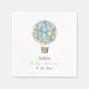 Blue Hot Air Balloon Boy Baby Shower Napkin
