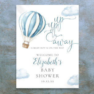 Blue Hot Air Balloon Boy Baby Shower Welcome Sign