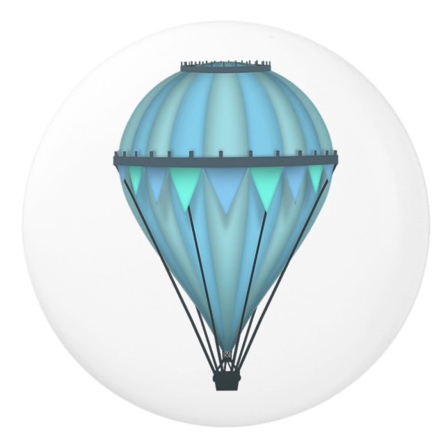 Blue Hot Air Balloon Ceramic Knob (Front)