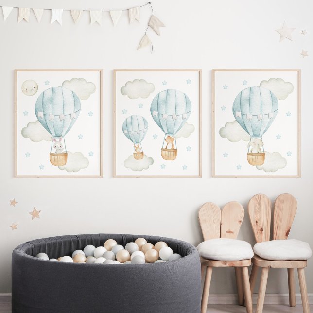 Blue Hot Air Balloon, Cute Animals, Boy Nursery (Creator Uploaded)
