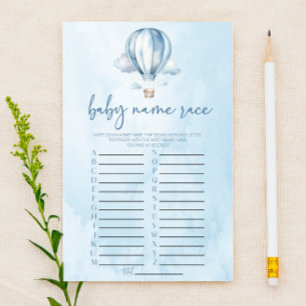 Blue Hot Air Balloon Name Race Baby Shower Game