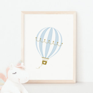 Blue Hot Air Balloon Nursery & Kids Room Poster