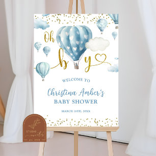 Blue Hot Air Balloon Oh Boy Welcome Sign
