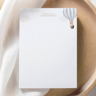 Blue Hot Air Balloon Teddy Bear Baby Shower Thank You Card