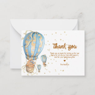 Blue Hot Air Balloon Thank You Card